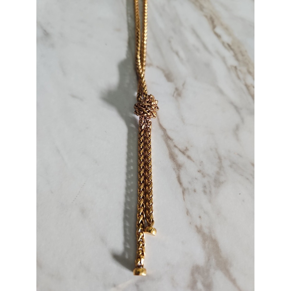 Ralph Lauren Gold Tone Rope Chain Lariat Necklace